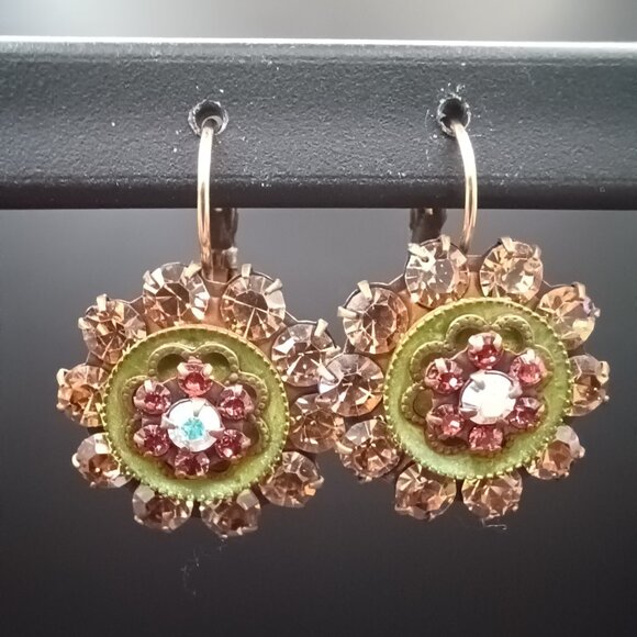 Liz Palacios Swarovski flower drop earrings - Picture 1 of 5
